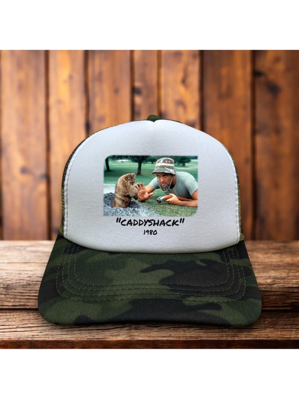 Caddyshack Movie Still Mens Trucker Hat Camo Snapback 1980 Bill Murray Golf Cap